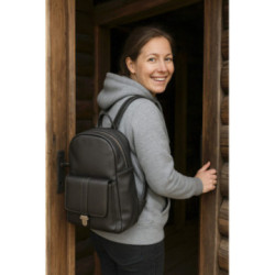 Čierny kožený praktický batoh Fridlie