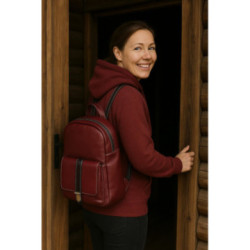 Vínovo červený kožený praktický batoh Fridlie