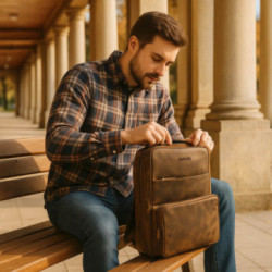 Svetlo hnedý pánsky kožený batoh Lótiel