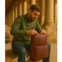 Hnedý pánsky kožený batoh Lótiel