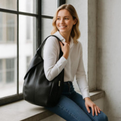 Čierny dámsky kožený batoh/kabelka Khalesi