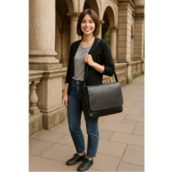 Čierna dámska kožená klopnová kabelka Coralies