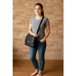 Čierna dámska kožená klopnová kabelka Emalien