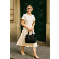 Čierna dámska kožená zipsová kabelka Indira