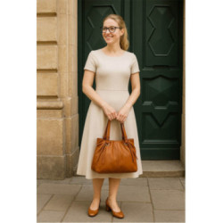 Hnedá dámska kožená zipsová kabelka Indira