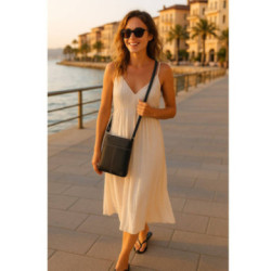 Čierna dámska kožená zipsová crossbody kabelka Jenny