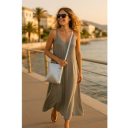 Tmavo strieborná dámska kožená zipsová crossbody kabelka Jenny