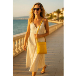 Žltá dámska kožená zipsová crossbody kabelka Jenny