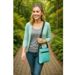 Tyrkysovo Čierna dámska kožená crossbody kabelka Katie