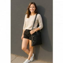 Čierna kožená zipsová taška Cassidy