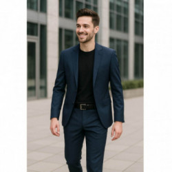 Čierny prešívaný kožený pánsky opasok do riflí Reino