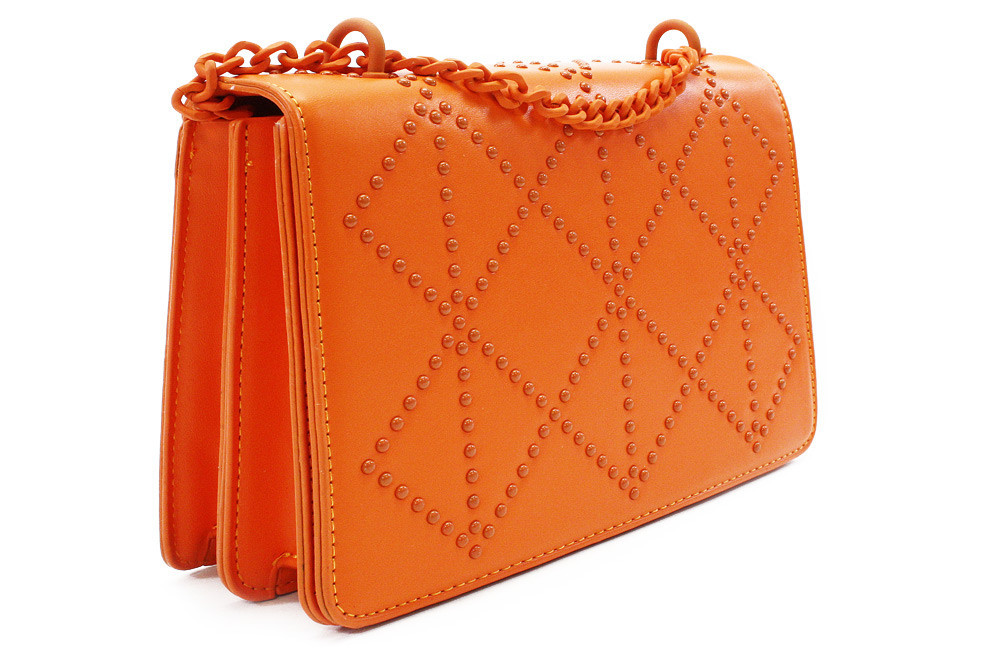 Oranžová dámska crossbody kabelka s ozdobnou poklopom Dobea