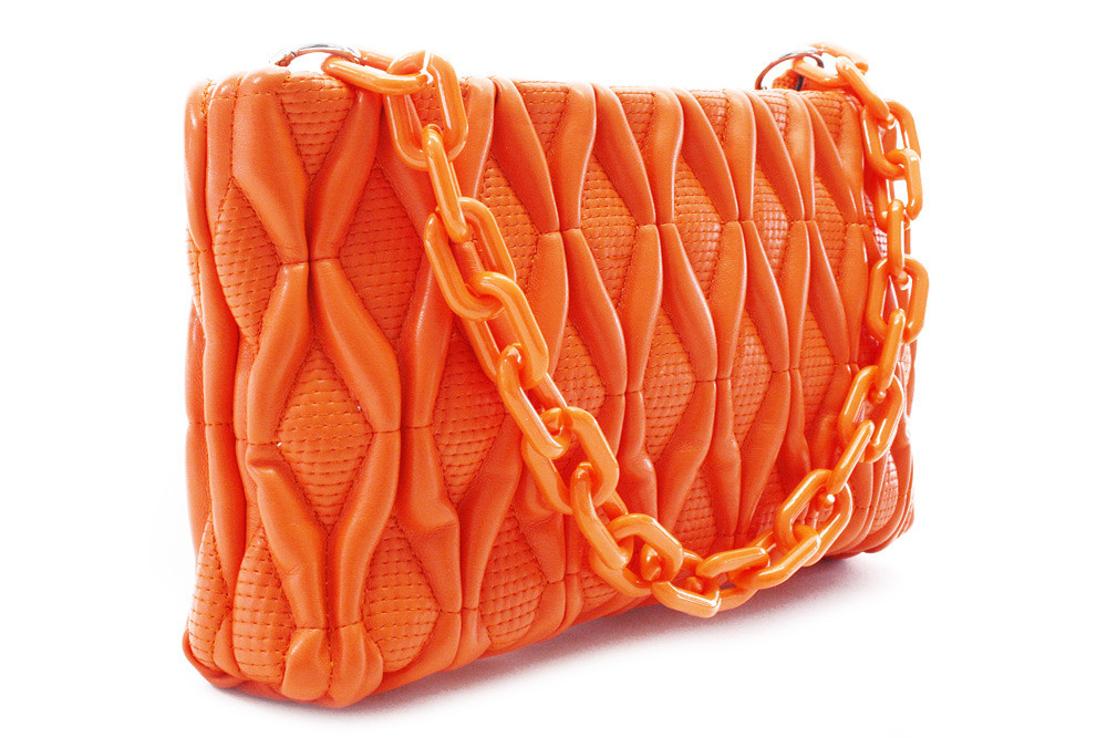 Oranžová netradičná prešívaná crossbody dámska kabelka Azzini