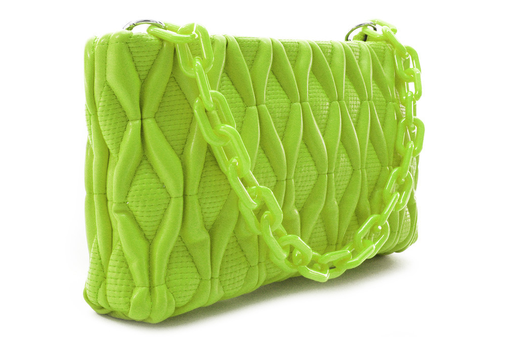 Svetlo zelená netradičná prešívaná crossbody dámska kabelka Azzini