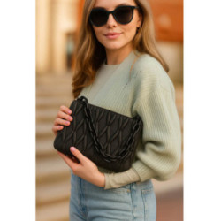 Čierna netradičná prešívaná crossbody dámska kabelka Azzini