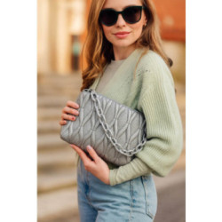 Strieborná netradičná prešívaná crossbody dámska kabelka Azzini