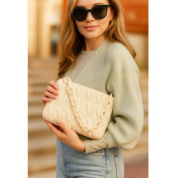 Smotanová netradičná prešívaná crossbody dámska kabelka Azzini