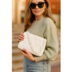 Biela netradičná prešívaná crossbody dámska kabelka Azzini