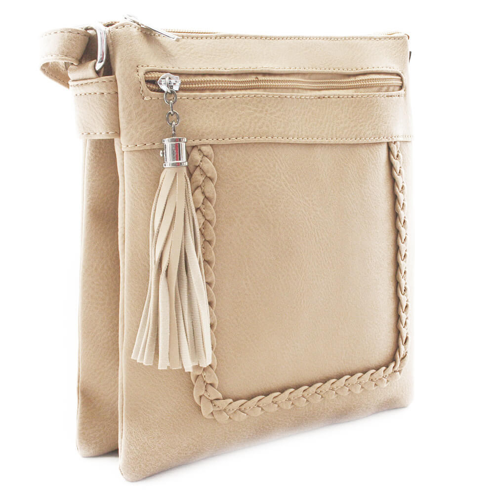Krémová crossbody dámska kabelka Bakest