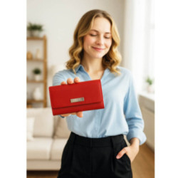 Červená kožená dámska klopová peňaženka Tsuda