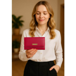 Bordová kožená dámska klopová peňaženka Tsuda