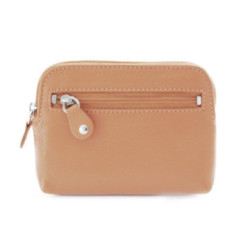 Béžová dámska kožená etue s krúžkom na kľúče Angie