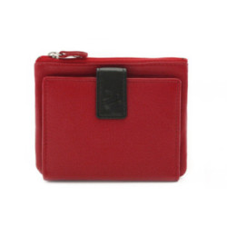 Červená malá dámska kožená peňaženka so zápinkou Méline