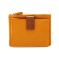 Žltá malá dámska kožená peňaženka so zápinkou Méline