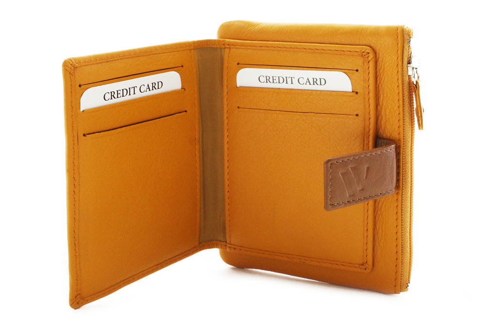 Žlutá malá dámská kožená peněženka se zápinkou 511-8205-86/40