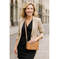 Béžová kožená zipová kabelka 212-2513-82