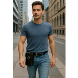 Čierne pánske kožené púzdro na mobil Matteo