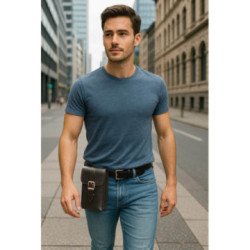 Hnedé pánske kožené púzdro na mobil Matteo