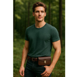 Tmavě hnědé pánské kožené pouzdro na mobil 611-3401-40