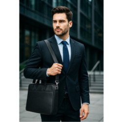 Čierna pánska príručná taška na notebook Bertrand