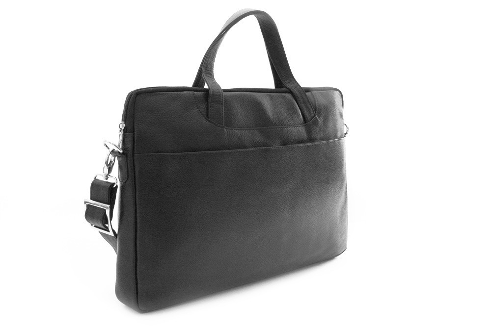 Černá kožená taška na notebook přes rameno 112-7039-60