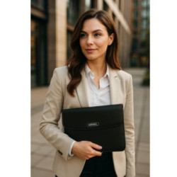 Čierny kožený obal na tablet s poklopom Vince