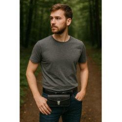 Čierne pánske kožené púzdro na mobil Florent