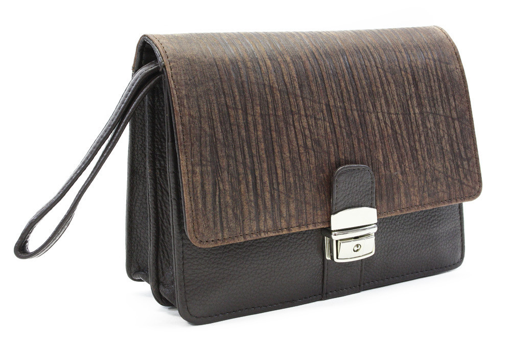 Tmavo hnedá pánska kožená dokladová etue v štýle BAMBOO Signhild