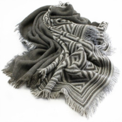 Hnedosivá dámska hrejivá šatka s geometrickým vzorom Huber