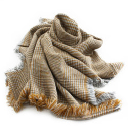 Šedožltá dámska hrejivá šatka s drobnou kockou Riva
