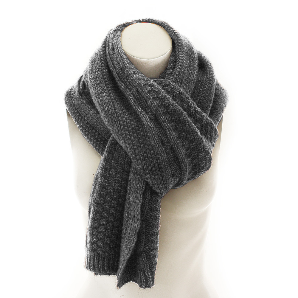 Tmavosivý dámsky pletený šál Thais