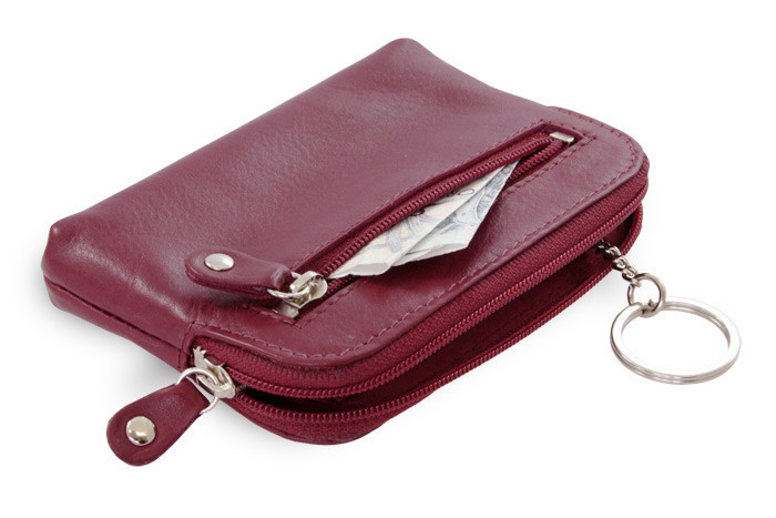 Vínově červená sada dámského batohu, peněženky a klíčenky 412-8955-4722-8104-34