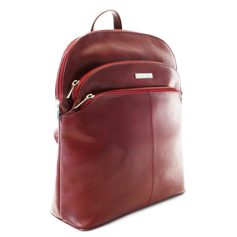 Vínově červená sada dámského batohu, peněženky a klíčenky 412-8955-4722-8104-34