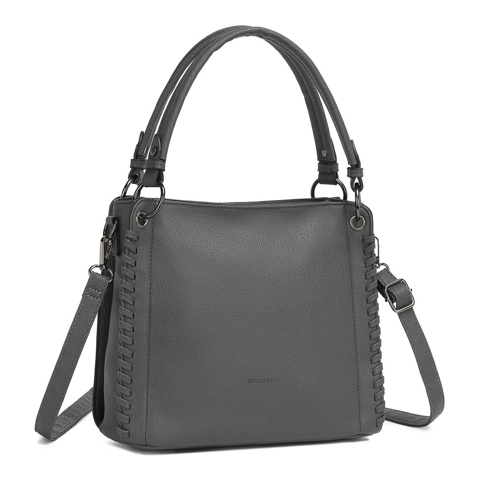 Sivá textúrovaná kabelka do ruky aj cez rameno Alina