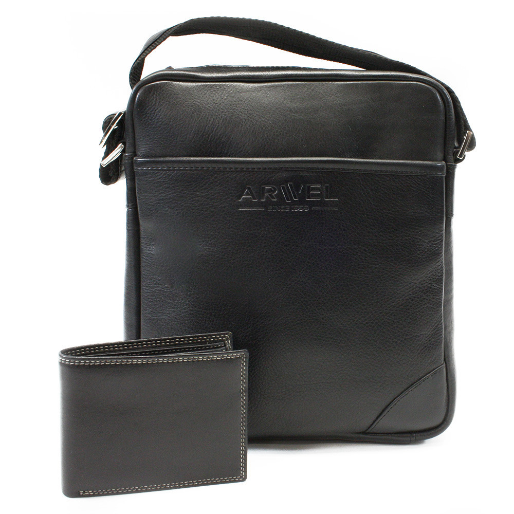 Sada černého pánského crossbagu a peněženky 412-1713-9160-60