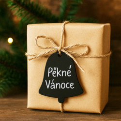 Čierna vianočná ozdoba zvonček Cabrera