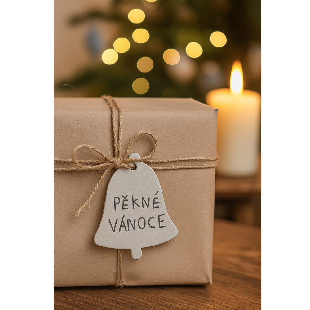 Světle šedá vánoční ozdoba zvonek 619-1213-20