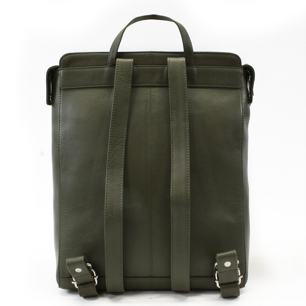 Tmavě zelený městský kožený batoh 311-1660-57
