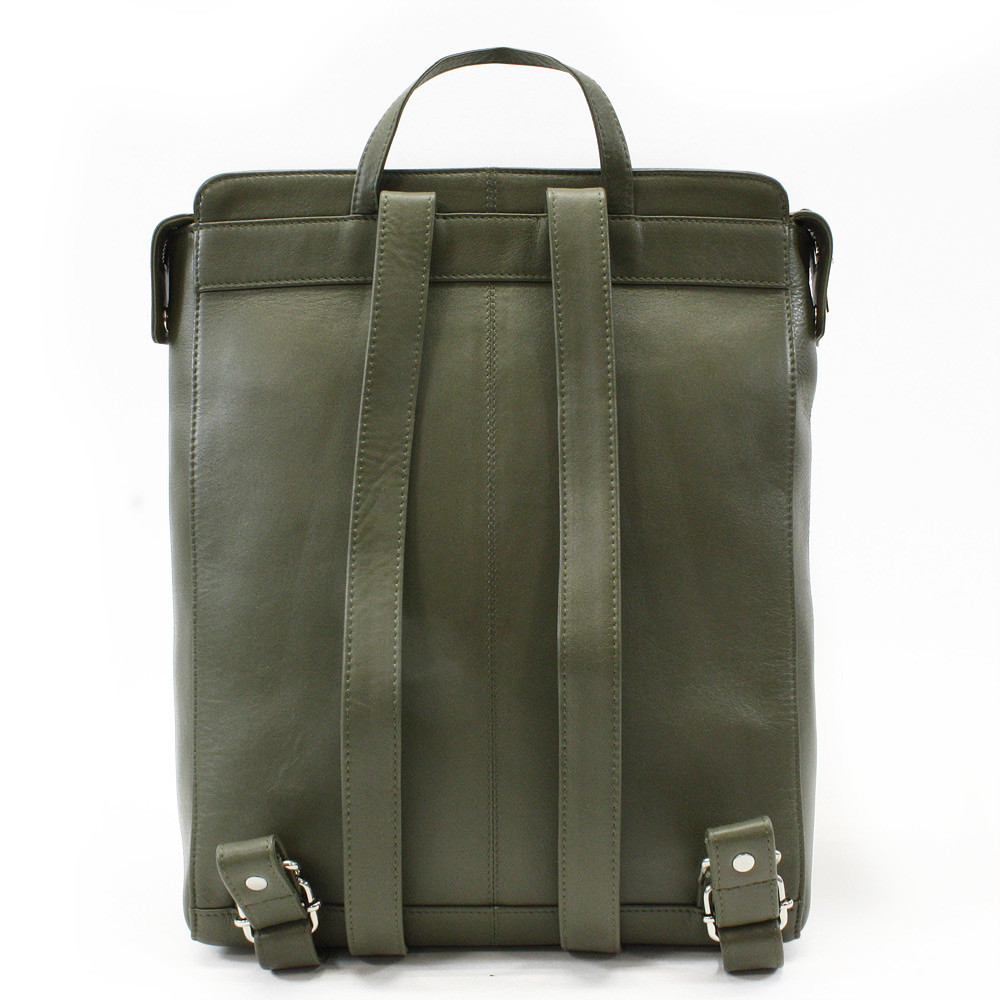 Tmavě zelený městský kožený batoh Neville