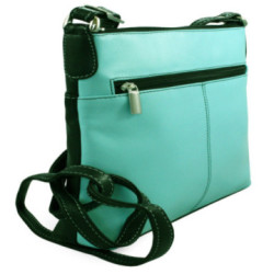 Tyrkysovo Čierna dámska kožená crossbody kabelka Katie